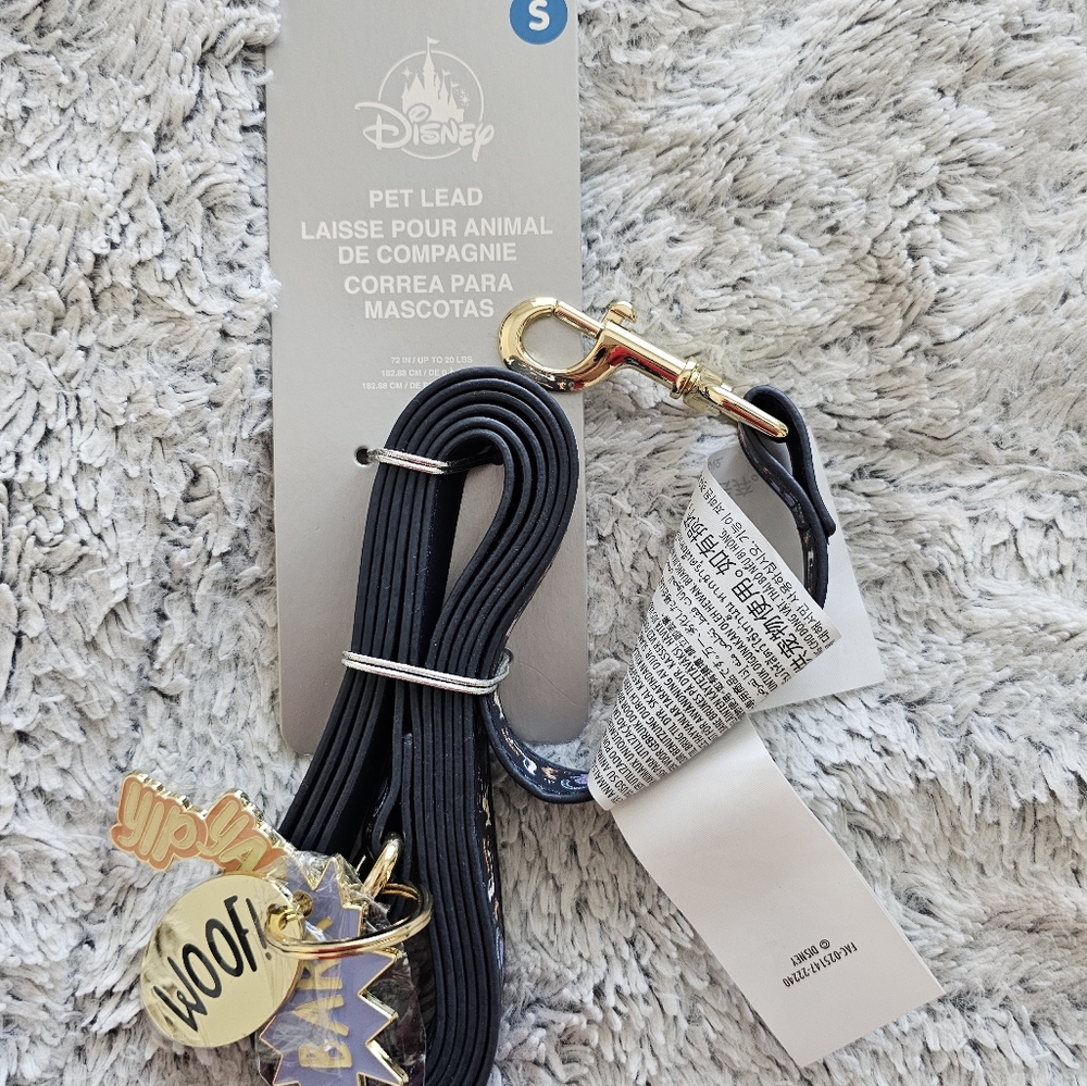 Disney Black Dog Leash with Gold Accents